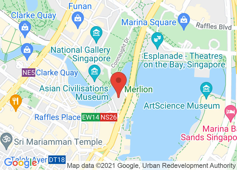 Map showing location of The Fullerton Hotel Singapore