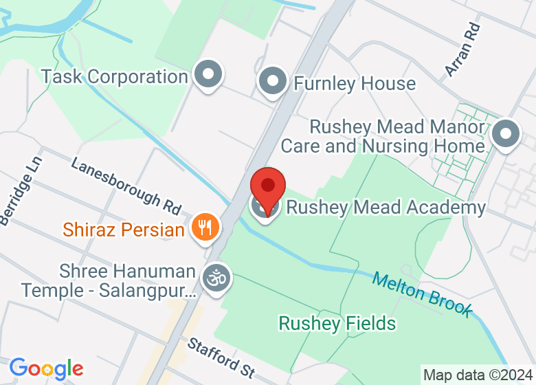 Map showing location of Rushey Mead Academy