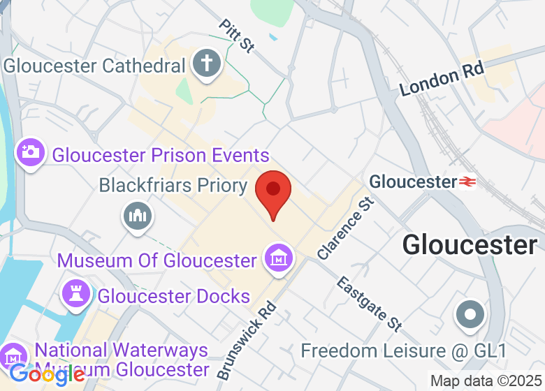 Map showing location of Gloucester Guildhall