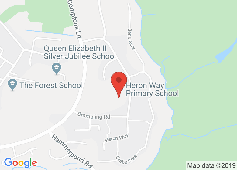 Map showing location of Heron Way Primary School