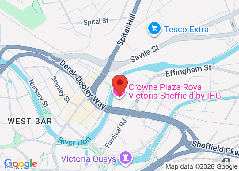 Map showing location of Crowne Plaza