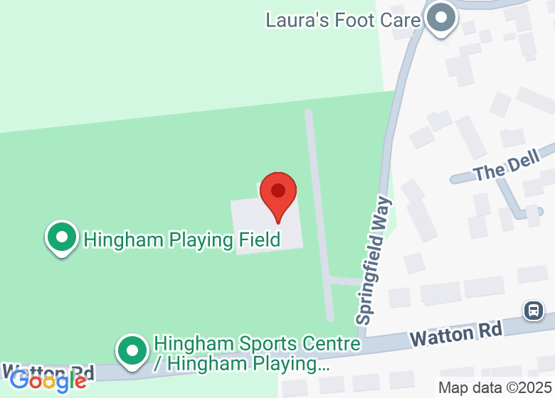 Map showing location of Hingham Sports Centre / Hingham Playing Field Association