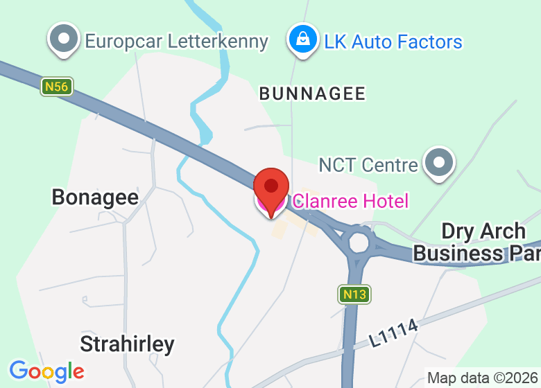 Map showing location of Clanree Hotel
