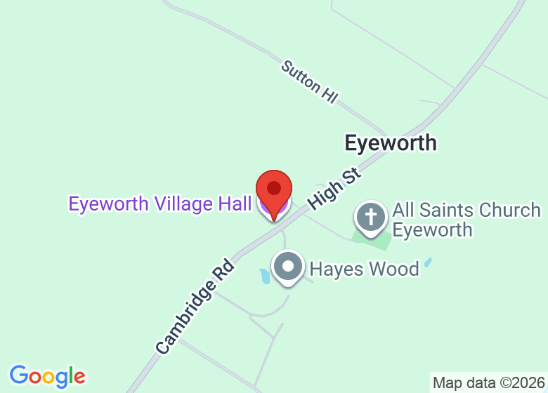 Map showing location of Eyeworth Village Hall