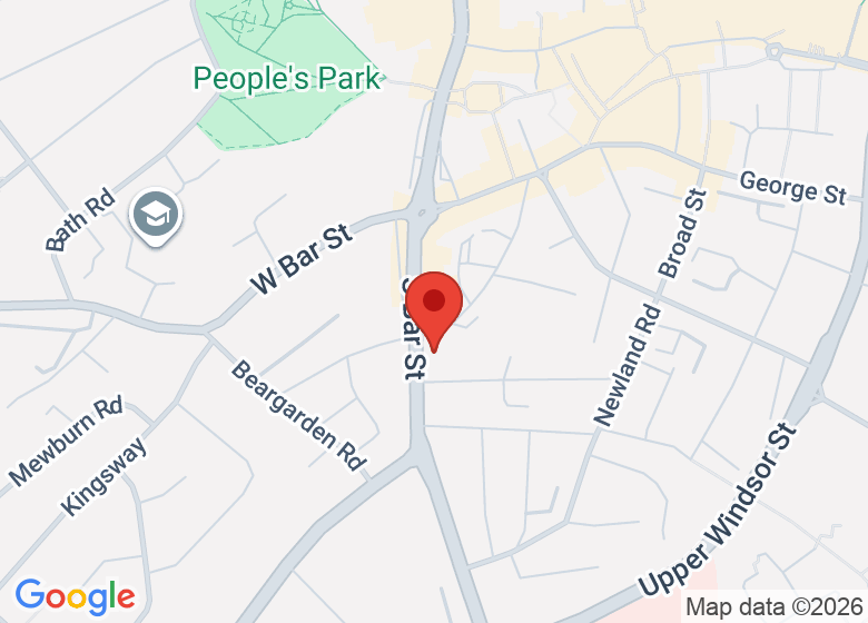 Map showing location of V Lounge