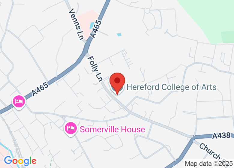 Map showing location of Hereford College of Arts - The Folly Arts Theatre