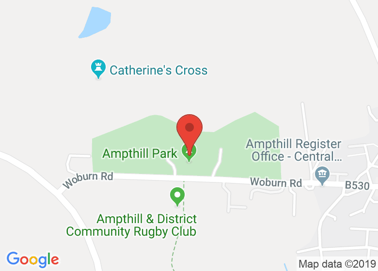 Map showing location of Ampthill Park
