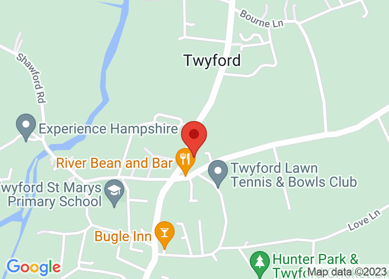 Map showing location of Twyford Parish Hall