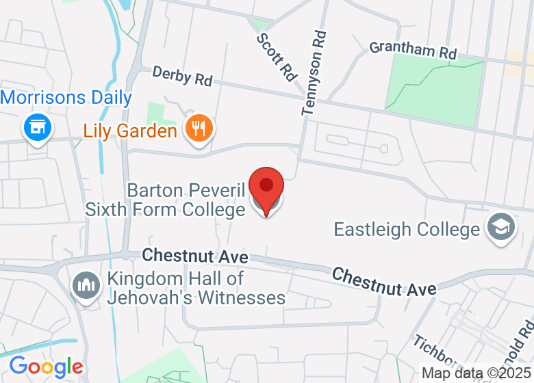 Map showing location of Barton Peveril Sixth Form College