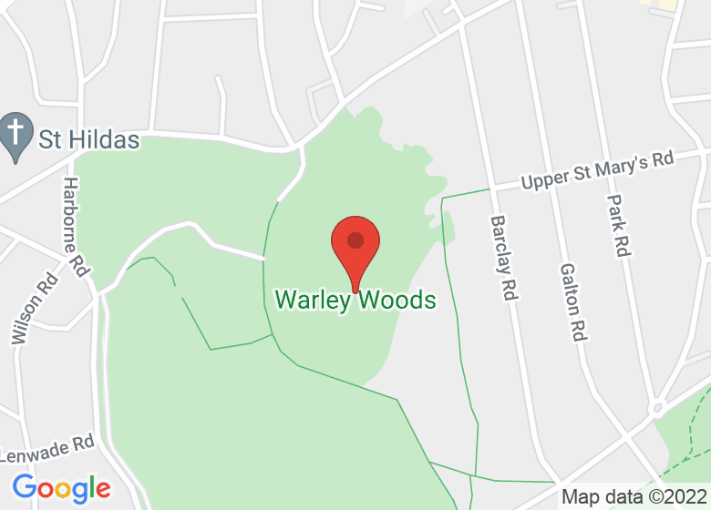 Map showing location of Warley Woods