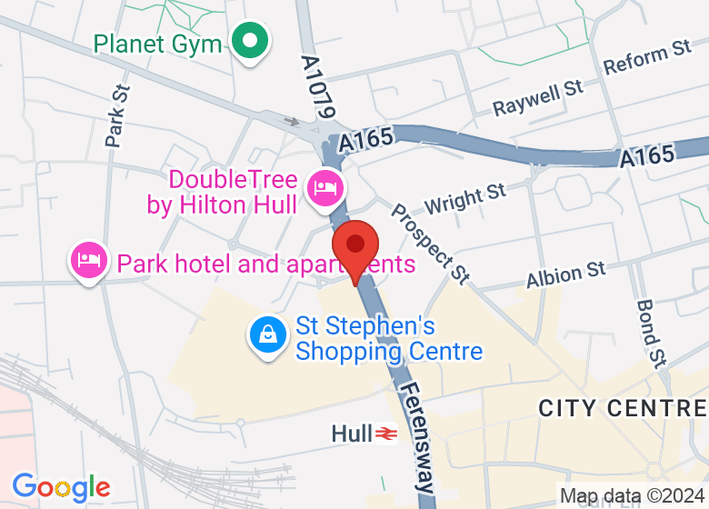 Map showing location of Hull Truck Theatre