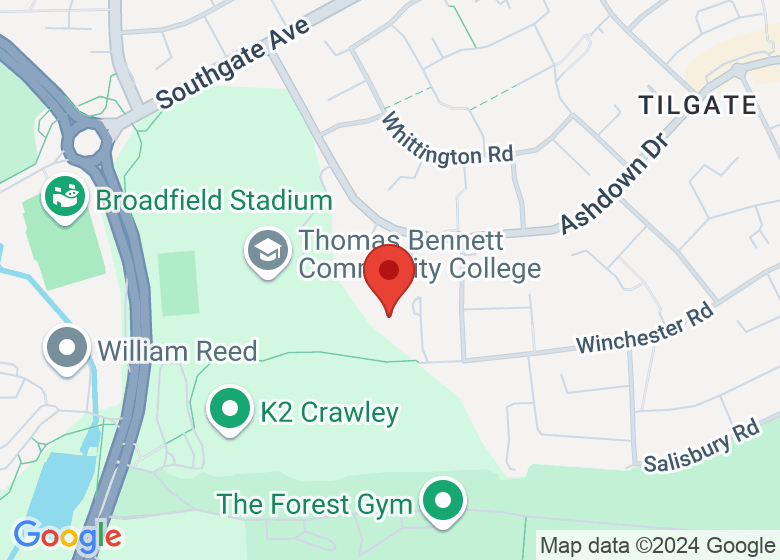 Map showing location of Desmond Anderson Primary School, Crawley