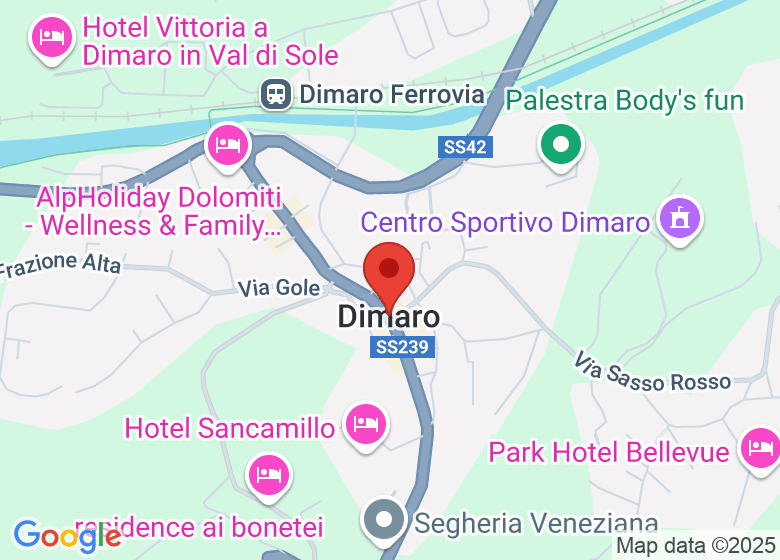 Map showing location of Val di Sole, località Dimaro, nel parco Adamello Brenta a 15 Km da Madonna di Campiglio 