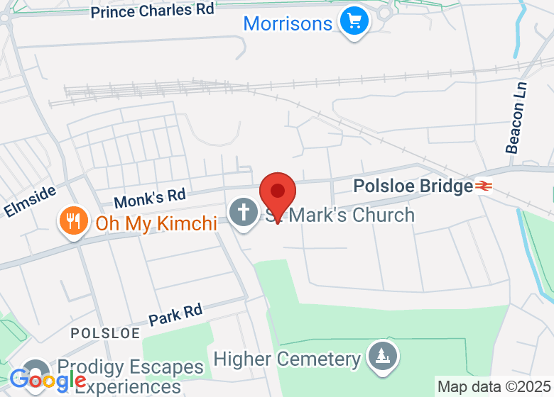 Map showing location of St Marks Church