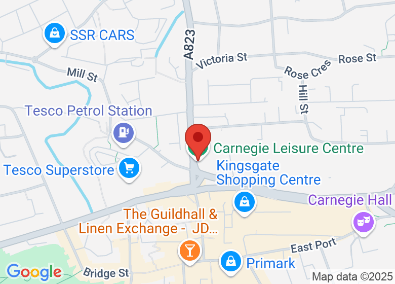 Map showing location of Carnegie Leisure Centre