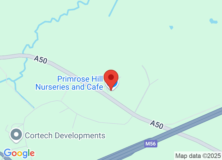 Map showing location of Primrose Hill Nurseries and Cafe