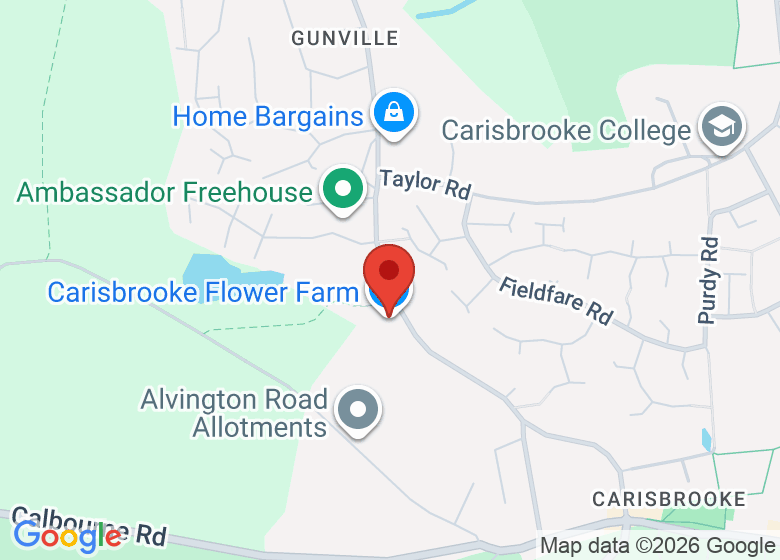 Map showing location of Carisbrooke Flower Farm