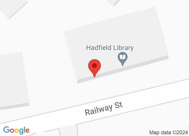 Map showing location of Hadfield Hall (Upper Hall - above the library)