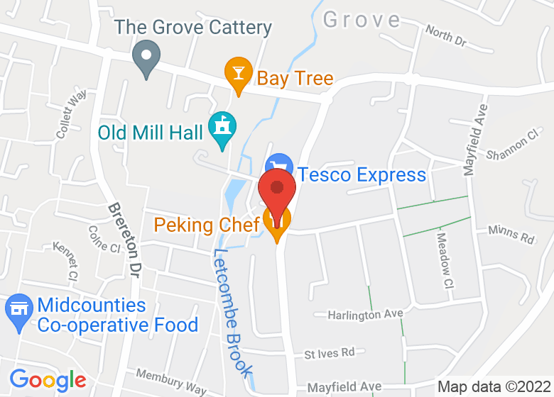 Map showing location of Grove Methodist Church