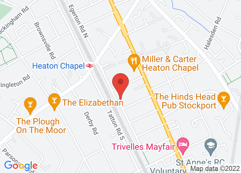Map showing location of Studio 17, Heaton Moor