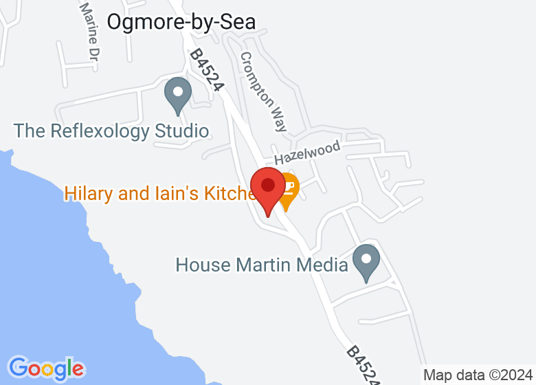 Map showing location of Ogmore-by-Sea Hall Neuadd Aberogwr