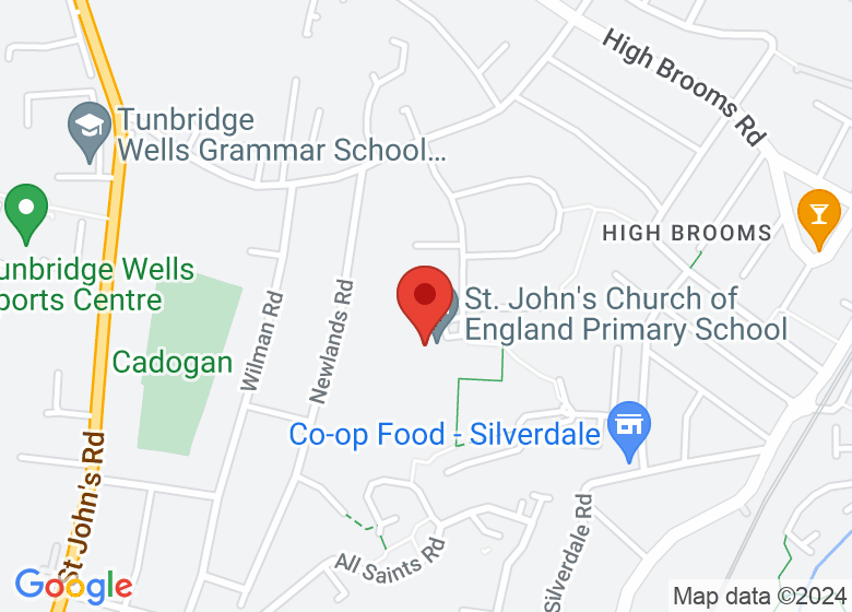 Map showing location of St. John's Church of England Primary School