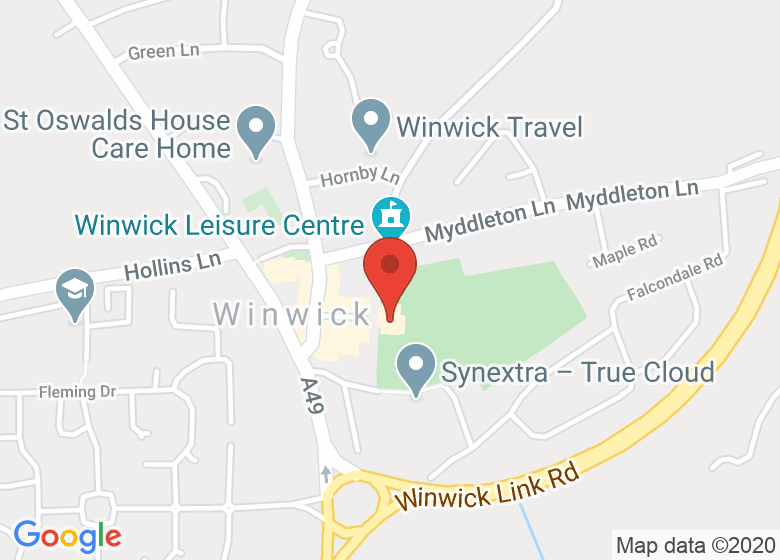 Map showing location of Winwick Primary School