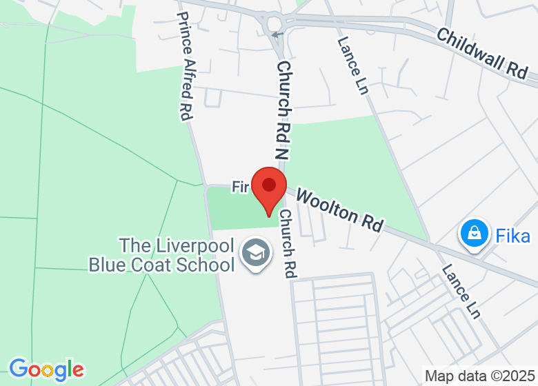 Map showing location of Holy Trinity Church, Wavertree