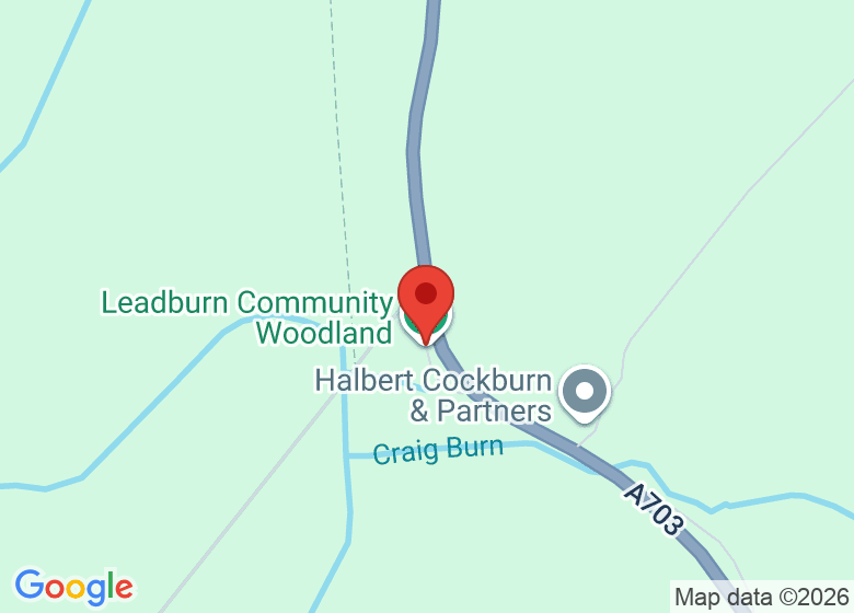 Map showing location of Leadburn Community Woodland