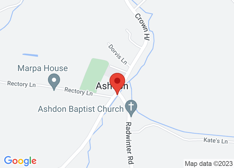 Map showing location of Ashdon Village Hall
