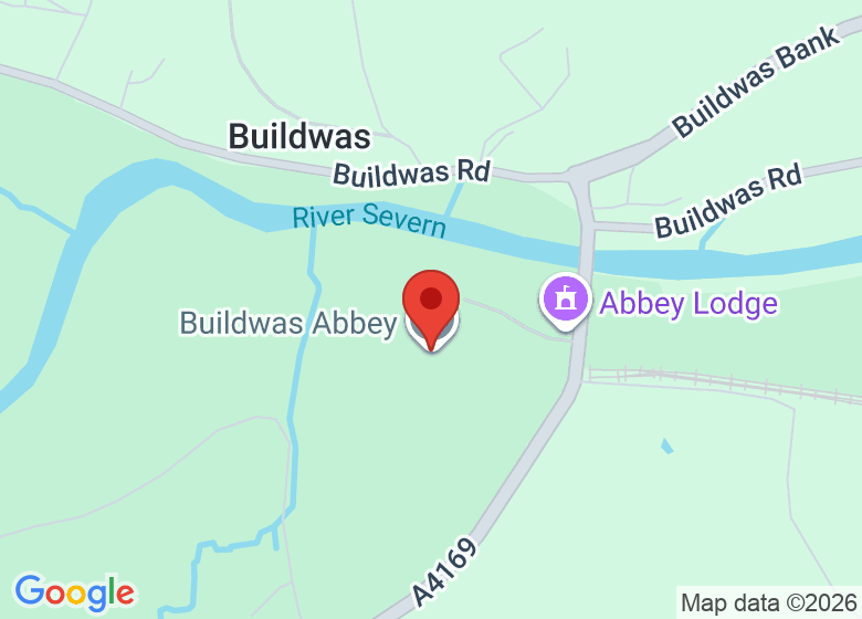 Map showing location of Buildwas Abbey