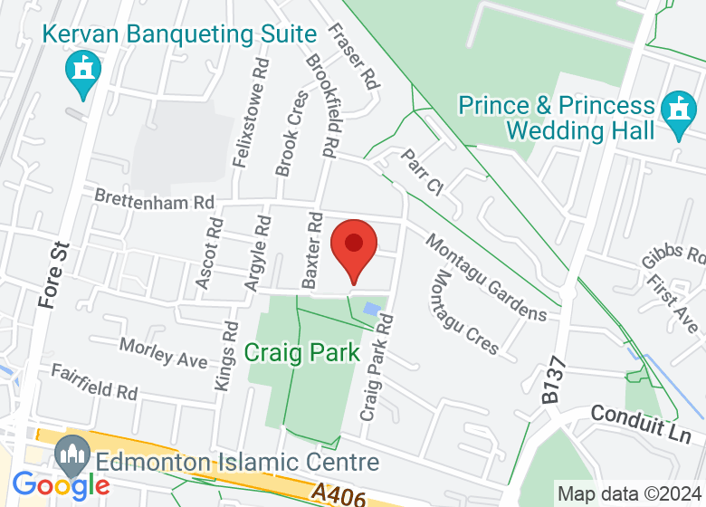 Map showing location of Craig Park Youth Centre