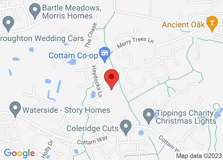 Map showing location of Cottam Primary School