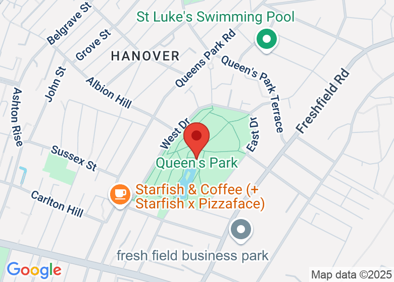 Map showing location of Queen's Park