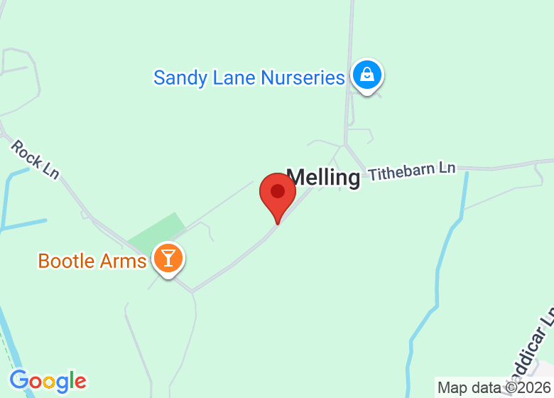 Map showing location of Melling Tithebarn