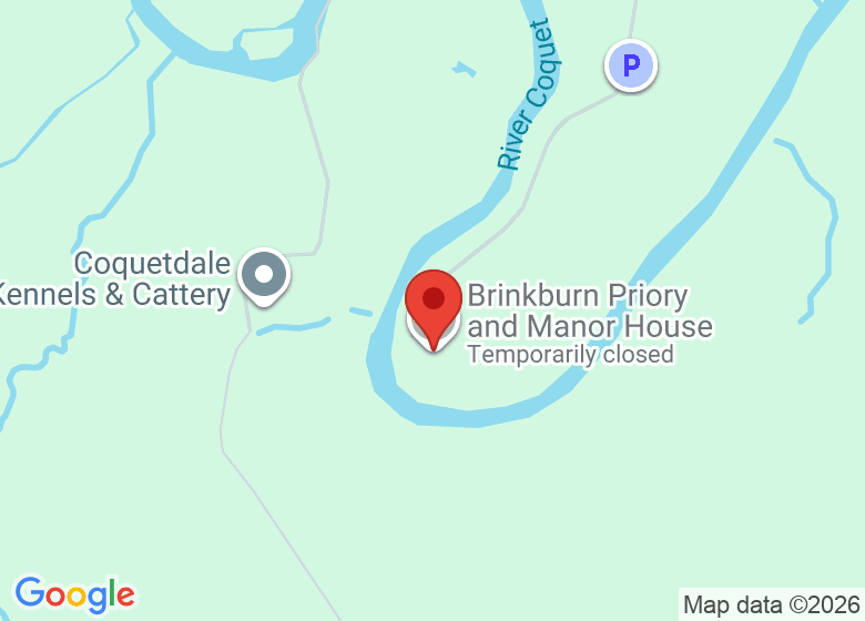 Map showing location of Brinkburn Priory and Manor House