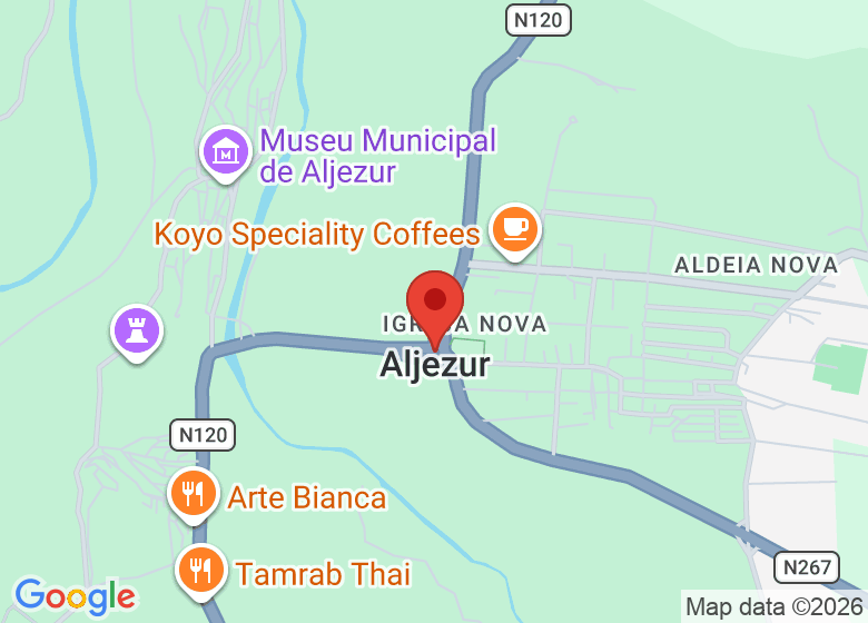 Map showing location of Aljezur