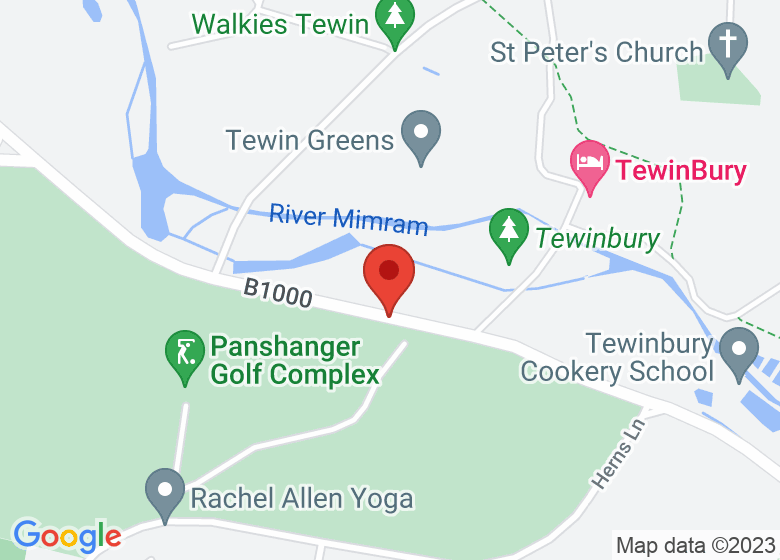 Map showing location of Tewin Bury Farm Hotel