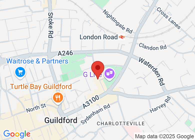 Map showing location of Harbour Hotel Guildford