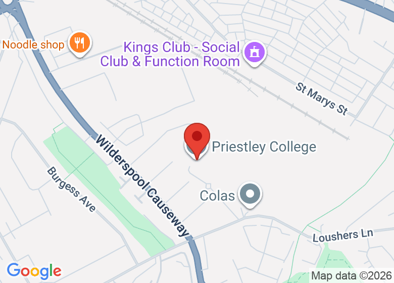 Map showing location of Priestley College