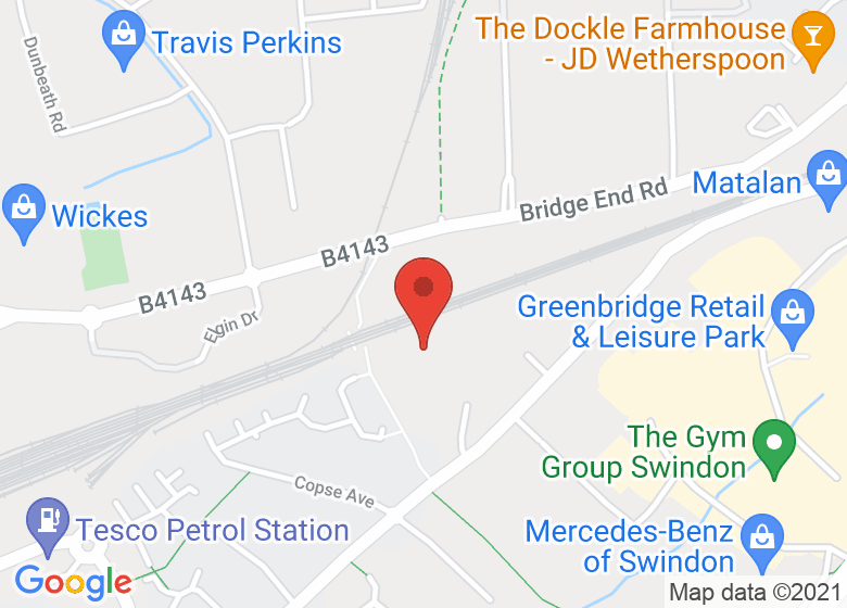 Map showing location of Swindon School of Gymnastics