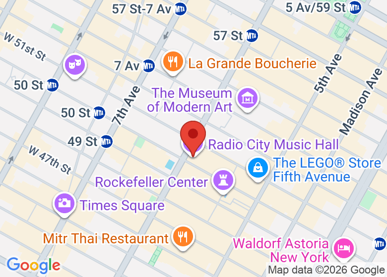 Map showing location of Radio City Music Hall