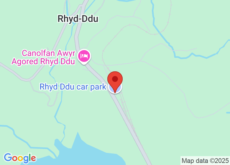 Map showing location of Rhyd Ddu car park