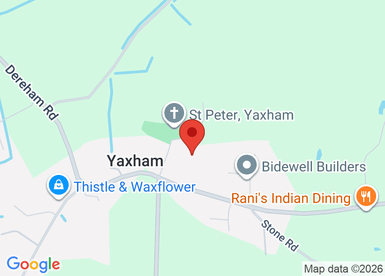 Map showing location of Yaxham Village Hall
