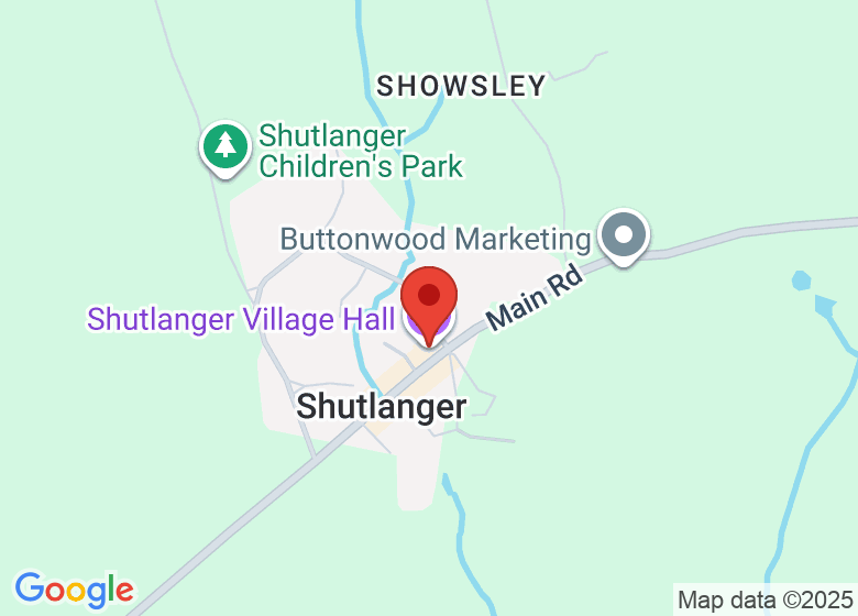 Map showing location of Shutlanger Village Hall