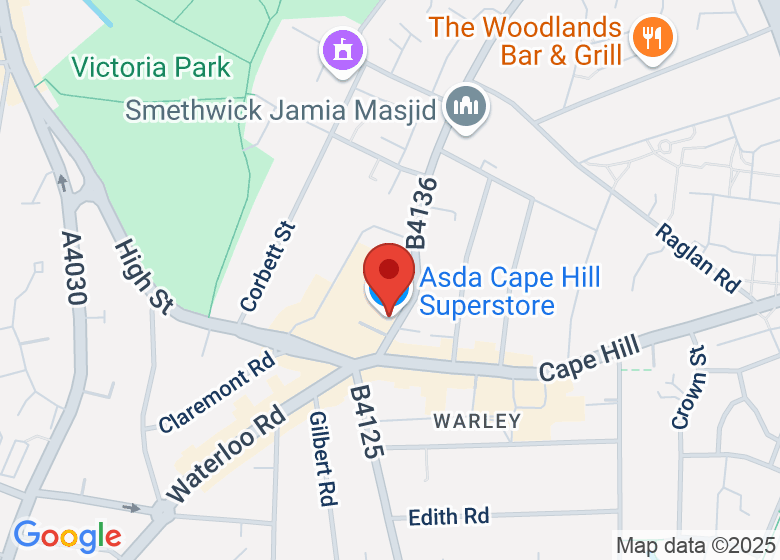 Map showing location of Asda Cape Hill Superstore