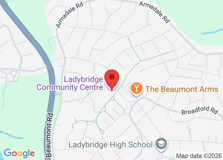 Map showing location of Ladybridge Community Centre