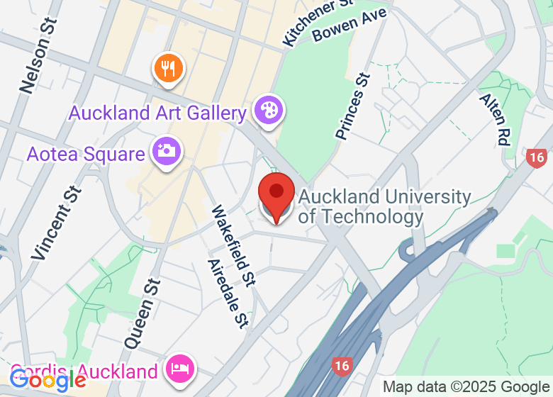 Map showing location of Auckland University of Technology