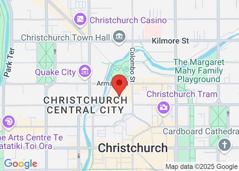 Map showing location of Te Pae Christchurch Convention Centre