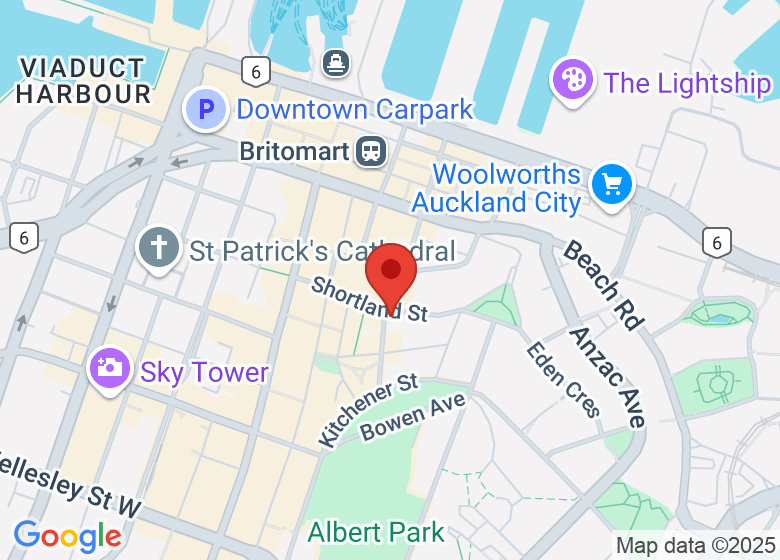 Map showing location of Law Society Auckland Branch 